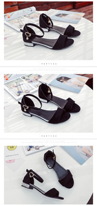 Nuovo Stile Estivo Sandalo con <span class=keywords><strong>Tacco</strong></span> <span class=keywords><strong>Medio</strong></span> alla Moda con Bottone Vendita all'Ingrosso Sandalo da Donna in Camoscio con Punta Aperta e <span class=keywords><strong>Tacco</strong></span> Spesso - Product Image 5