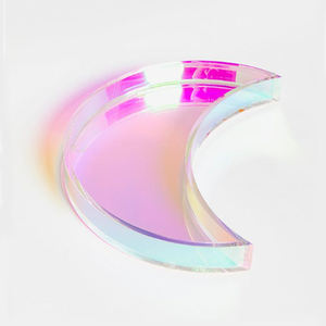 Plateau acrylique lune irisée palette demi-lune décorative plateau parfum arc-en-ciel plateau vanité demi-lune - Product Image 2