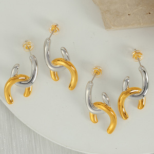 ต่างหูทองแดงทรงเรขาคณิต EH330 เครื่องประดับแฟชั่นดีไซน์เรียบง่าย - Product Image 1