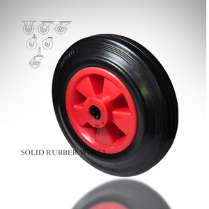 3 4 5 6 8 inchi roulette roulante et roues pour chariot roulette en caoutchouc solide noir roue chariot brouette - Product Image 4
