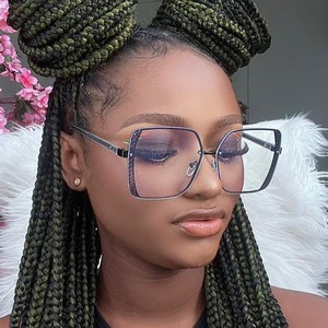 Gafas de Sol Cuadradas <span class=keywords><strong>Reticulares</strong></span> Anti Luz Azul Doradas de Moda 2024, Monturas de Gafas Ópticas Extra Grandes para Mujer, Gafas de Metal con Lentes Transparentes para Hombre - Product Image 2