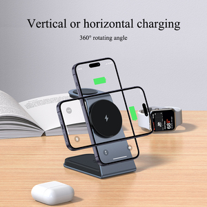 ที่ชาร์จไร้สายแบบ3 in 1ทำจากอะลูมิเนียม15W สำหรับ <span class=keywords><strong>iPhone</strong></span> 15 14 <span class=keywords><strong>13</strong></span> 12 Airpods <span class=keywords><strong>Apple</strong></span> <span class=keywords><strong>Watch</strong></span> - Product Image 5