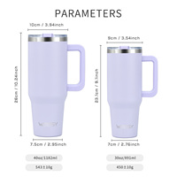 2025 Watersy 30oz 40oz avec couvercles poignée et pailles en acier inoxydable belles tasses pour boissons chaudes et froides tasses à café de voyage