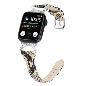 Para <span class=keywords><strong>Apple</strong></span> Watch 38mm 40mm 42mm 44mm diseño de cuerno de buey diamante en forma de T correa de reloj delgada de cuero genuino - Product Image 2