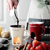 Tasse à café Hot Pot Crème Glacée Fromage Fondre Four Céramique Fondue Tasse avec Fourchette Nouveau Design Chocolat Chaud Lait Tasse Bougies Créatives