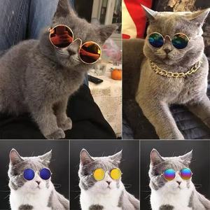 Lunettes pour animaux de compagnie, pour chats et chiens, monture en métal, protection UV380, couleur or, accessoire de mode pour l'extérieur - Product Image 5