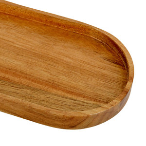 Ideal Bamboo Custom Logo Natural Acacia Wood Oval Plate Small <strong>Wooden</strong> <strong>Tray</strong> for Serving Fruit &amp; Appetizer - Product Image 3
