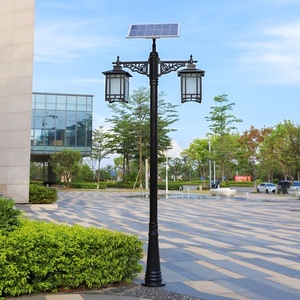 Lampadaire Solaire Extérieur LED en Fer avec Abat-jour en Verre, Blanc Chaud 2700K, IP66, Double Lampe Non Amovible, Détecteur de Mouvement, Intensité Variable - Product Image 6