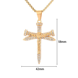 Hip Hop Jesús religión cristianismo no deslustre Zirconia cúbica no deslustre impermeable Acero inoxidable joyería colgantes hombre - Product Image 3