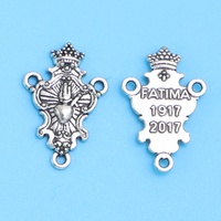 Centre de table de la médaille catholique Double face plaquée argent Antique, chapelet de FATIMA