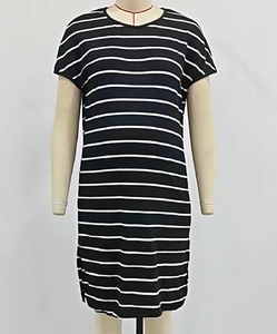 2025 estate abito <span class=keywords><strong>premaman</strong></span> stile europeo americano Casual elasticizzato con strisce sul collo comodo ampio fornitore di abiti da donna - Product Image 6