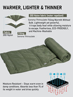 Couverture de camping à capuche Detour, isolation Sorona Thinsulate, imperméable, poncho portable 3-en-1 pour l'hiver, couette ultralégère pour l'extérieur