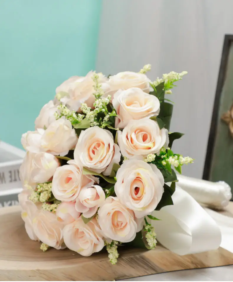 Hot sale new design Artificial Silk Flowers For Wedding Bouquet Bridal artificial flowers Rose Bouquet