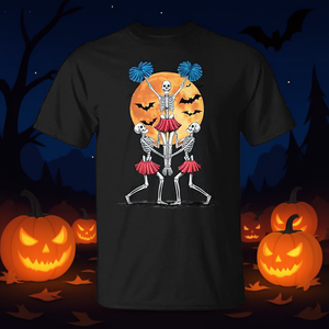 Camiseta de animadora con diseño de esqueleto, disfraz de Halloween, color negro, unisex para adultos - Product Image 3