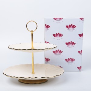 Alzata per Torte a 3 Piani in Ceramica per Feste e Tea Party Nuziali, Piatti per Frutta e Dessert in Porcellana - Product Image 2