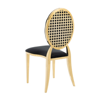 Chaise de banquet ronde en velours noir avec cadre doré, découpe en métal en croix, pour banquets, mariages, hôtels - Vente en gros