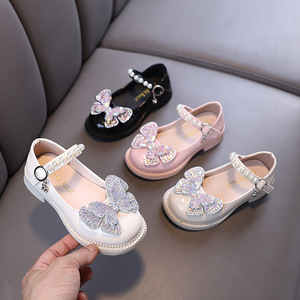 รองเท้าหนัง PU ประดับโบว์เพชรสำหรับเด็กผู้หญิงวัยเตาะแตะ สวมใส่สบาย ไม่ลื่น เหมาะสำหรับฤดูใบไม้ร่วง งานเต้นรำ งานปาร์ตี้ งานแต่งงาน งานวันเกิด - Product Image 1