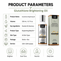 200ml Minyak Tubuh Pencerah Glutathione Minyak Wajah Melembapkan OEM Label Pribadi Perawatan Kulit