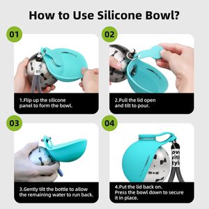 Bouteille d'eau pour chien KIND, ronde, en acier inoxydable, étanche, avec housse en silicone, pour petits chiens, utilisation en voyage - Product Image 6