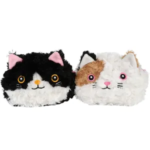 Cute Cat Head Soft Plush Toy Cartoon Cat Hair Styling Plush Toy Throw Pillow Bag
