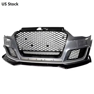 Pare-chocs avant style RS3 pour <span class=keywords><strong>Audi</strong></span> A3 S3 8V 2013-2016, kit de conversion de carrosserie avec calandre en nid d'abeille noir brillant - Product Image 4