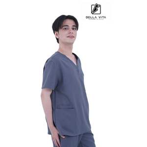 Haut de récurage unisexe en tissu AirFlex couleur myrtille respirant et doux avec 3 poches et broderie en option - Product Image 4