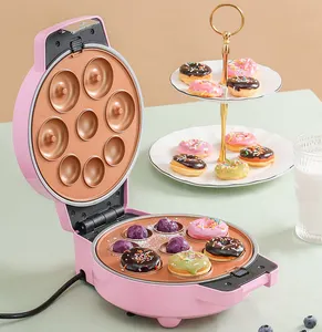 850W Gaufrier rond simple machine à collation détachable gaufrier crêpière mini donut gaufrier avec 9 assiettes