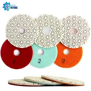 4Inch 100mm Flexible Diamond 3 Step Resin Bond Polishing Pad Wet Grinding Disc For Granite Marble