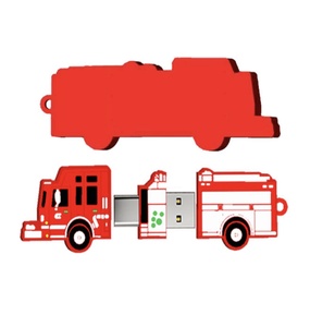 Clé USB 2-en-1 en PVC en forme de camion de pompiers, personnalisable avec logo pour cadeaux d'entreprise - Product Image 4