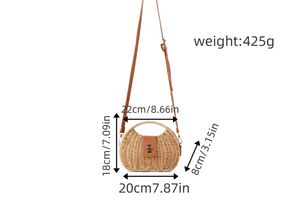 Bolsos de Mano y Bandolera de Estilo Vacacional, con Marco de Hierro en Forma de Concha/Media Luna, Tejidos con Cuerda de Papel - Product Image 5