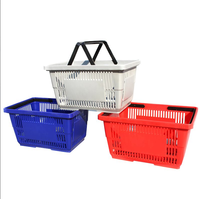 Panier de courses en plastique durable avec 2 poignées, capacité de 20 L, facile à transporter pour les supermarchés et les épiceries