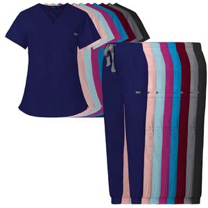 Uniformes chirurgicaux de clinique anti-rides extensibles à 2 sens avec logo personnalisé Gommage d'allaitement OEM/ODM Haut classique à col en V et pantalon de yoga à la taille - Product Image 6