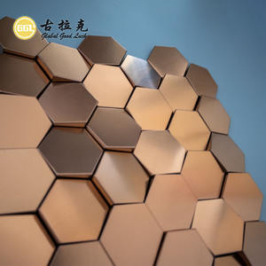 Carreaux de mosaïque en métal de couleur or en forme d'hexagone de surface <span class=keywords><strong>ondul</strong></span>ée brillante pour la décoration murale de chambre de mur de dosseret de cuisine - Product Image 4