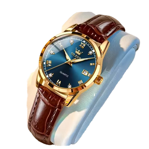 Montre Couple 6896 Bracelet Cuir Mouvement Quartz Verre Tendance Aiguille Lumineuse Étanche Date Unisexe Sport Affaires - Product Image 1