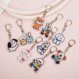 Korean Ins Soft and Cute Rabbit Cartoon Dog Acrylic <b>Keychain</b> Wholesale Pendant for School Bags and Accessories As Gifts - Product Image 1