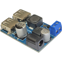 Modul Konverter DC DC Buck Step Down 7-35V ke 5V Output USB Ganda Pengisian Cepat Charger Mobil LM2596 Sesuai RoHS3 MBC2596-03