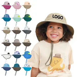 Summer Uv Protection Sun Visor Toddler Neck Cover Sun Protect Bucket Hat Kids Bucket Hat Logo personnalisé