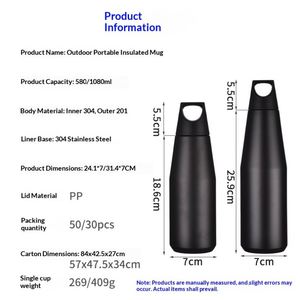 Hot Sale 304 Insulated Mug Custom Logo 580/1080ml Vacuum Stainless Steel <b>Thermos</b> Cup with Handle for Corporate Giveaway - Product Image 2