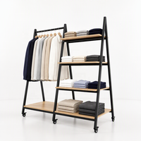 Présentoir Commercial Métallique Multi-Niveaux pour Vêtements avec Étagère à Chaussures – Prix Usine, Vente en Gros