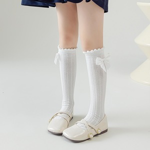 Chaussettes hautes respirantes à volants avec nœud pour filles, collection printemps-été, vente en gros - Product Image 4