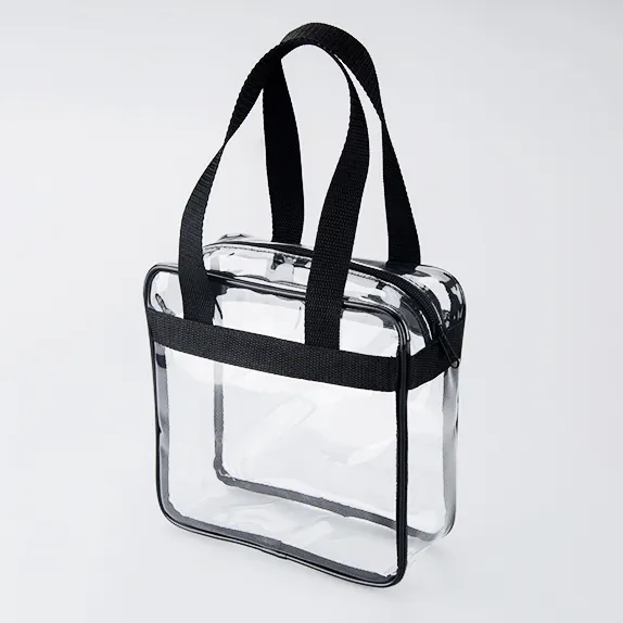 Bolsa transparente em pvc personalizada, sacola transparente para presente, sacola transparente com zíper para o dia do jogo, aprovada pelo estádio