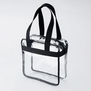 Custom Pvc Transparent Handbag Clear Pvc Gift Bag Stadium Approved Game Day Clear Zippered Pvc Transparent Bag