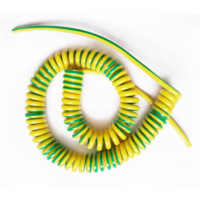 Revestimiento de PU personalizado para 3m, 5m, núcleo único, 2.5mm2, 4 mm2, espiral de cable de alimentación en espiral amarillo-verde