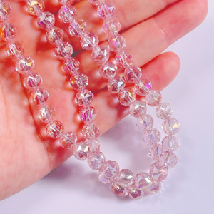 Cuentas de bolas facetadas de 8mm, materiales de fabricación de <span class=keywords><strong>pulseras</strong></span> DIY chapados en Color, cuentas acrílicas de vidrio Artificial sueltas, accesorios de joyería - Product Image 5