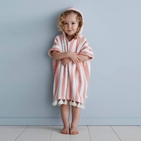 Serviette poncho à capuche rayée pour enfants, 100% coton, séchage rapide, ultra absorbante, douce, tissée, pour la natation, la plage, le surf, le change de vêtements