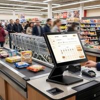 Système de caisse enregistreuse POS en gros avec imprimante thermique 80 mm pour restaurants et points de vente