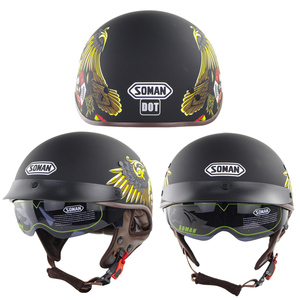 Casco Moto Retrò con Certificazione DOT Casco per Scooter Vintage Mezzo Casco da Biker per Motocicletta Antiurto Casco Moto - Product Image 5