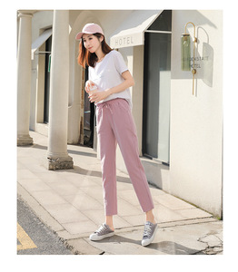 <span class=keywords><strong>Pantaloni</strong></span> Casual in Lino/Cotone da Donna, Vestibilità Ampia, Stile <span class=keywords><strong>Carrot</strong></span>, Vita Alta Elasticizzata, Laccio Frontale, Lunghezza alla Caviglia - Product Image 5