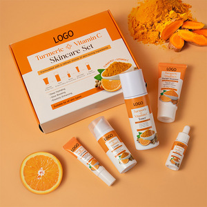 Kit de Soins Quotidiens Personnalisé OEM au Curcuma et à <span class=keywords><strong>la</strong></span> Vitamine C <span class=keywords><strong>pour</strong></span> Éliminer <span class=keywords><strong>les</strong></span> <span class=keywords><strong>Taches</strong></span> Noires et Réduire l'Acné, Lot de 5 Pièces - Product Image 2