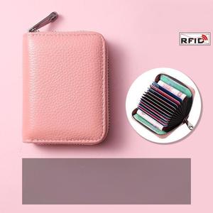 Women's Blocking Genuine Leather Business <b>Card</b> <b>Holder</b> <b>Wallet</b> Waterproof Handbag with PVC Lining RFID - Product Image 2
